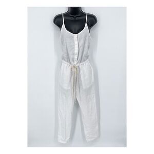 Enza Costa Womens Strappy French Linen Jumpsuit NEW Adjustable Straps 1/S White